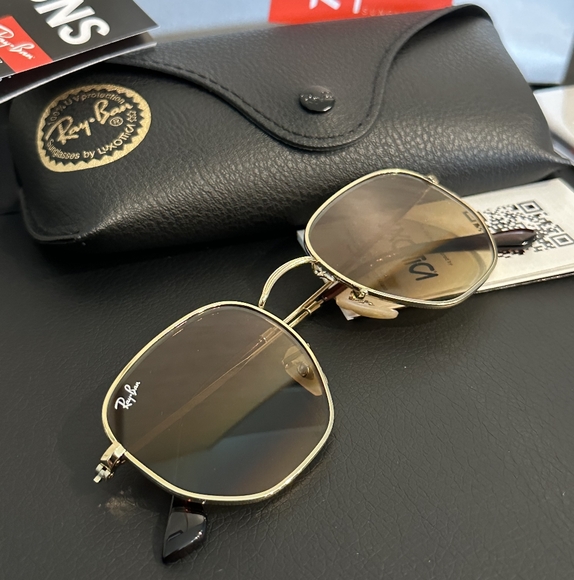 LIKE NEW Ray-Ban Hexagonal RB3548 Gradient Brown Ray ban Sunglasses - Picture 2 of 16
